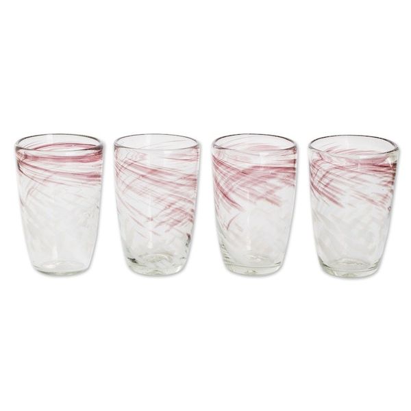 Alternate image for Violet and White Blown Glass Tumblers Set of 4 Fusion