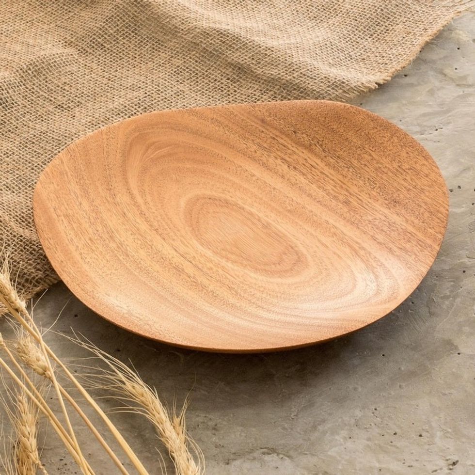 Handmade Wood Serving Platter 'Beautiful Repast'