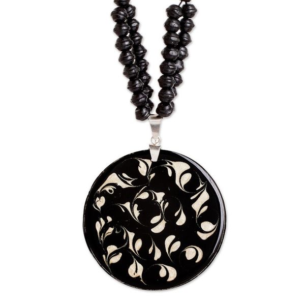 Alternate image for Flower Themed Art Glass Pendant Necklace from Costa Rica Bicolor Dream
