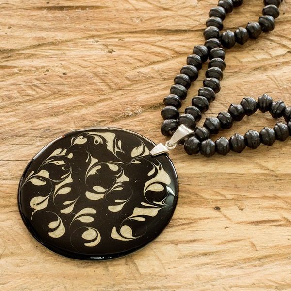 Alternate image for Flower Themed Art Glass Pendant Necklace from Costa Rica Bicolor Dream