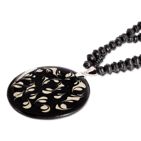 Alternate image for Flower Themed Art Glass Pendant Necklace from Costa Rica Bicolor Dream