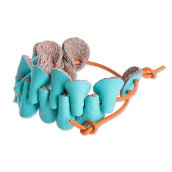 Alternate image for Handcrafted Aqua Leather Bracelet Aqua Bridge