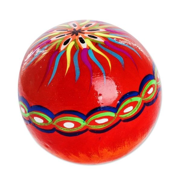 Alternate image for Multicolored Ceramic Figurine Flowery Skull in Red