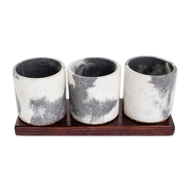 Alternate image for Handcrafted Small Concrete Planters Set of 3 Flowers From My Garden