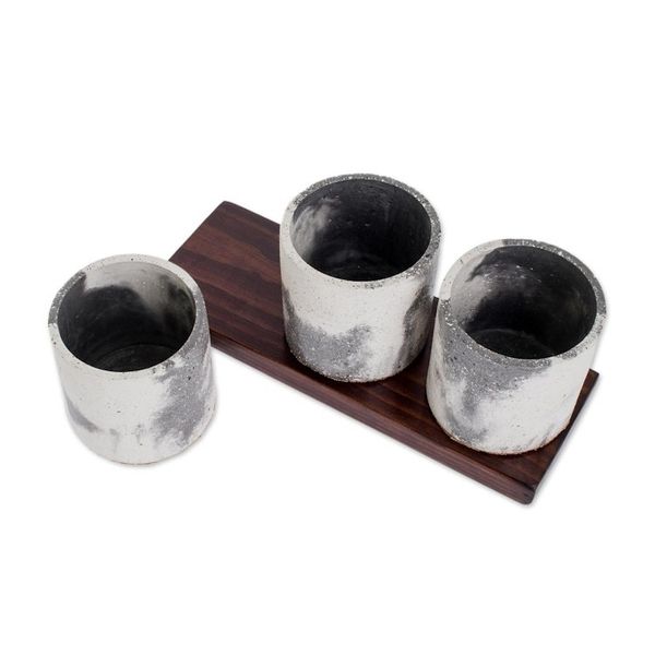 Alternate image for Handcrafted Small Concrete Planters Set of 3 Flowers From My Garden