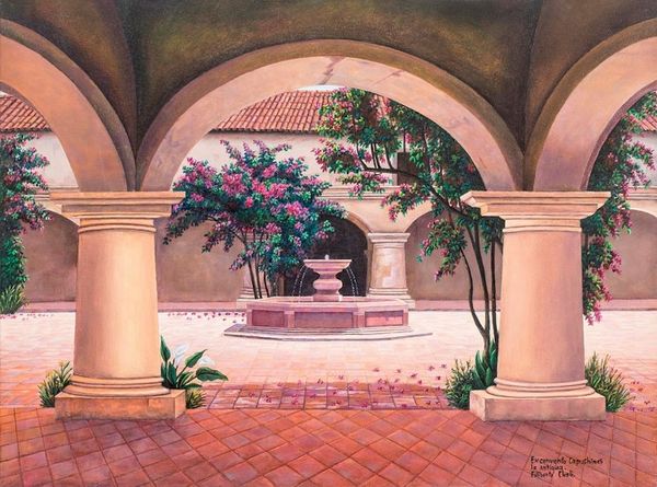 Alternate image for Signed Stretched Realist Painting of Ancient Building Former Capuchin Convent