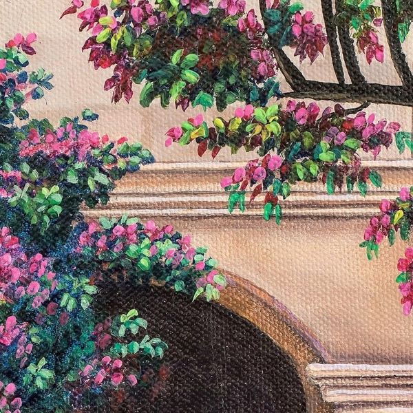 Alternate image for Signed Stretched Realist Painting of Ancient Building Former Capuchin Convent