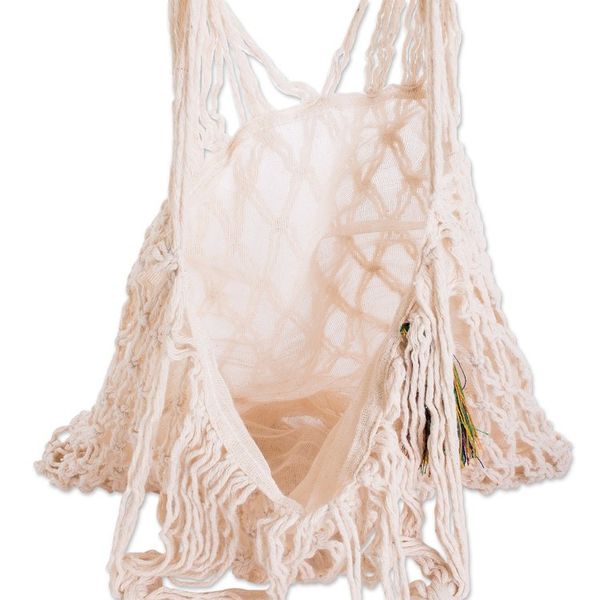 Alternate image for Diamond-themed Cotton Macrame Shoulder Bag with Tassel Diamond Charm
