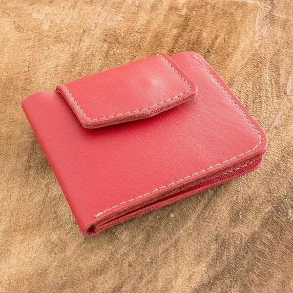 Alternate image for Handcrafted Red Leather Wallet Essential in Red