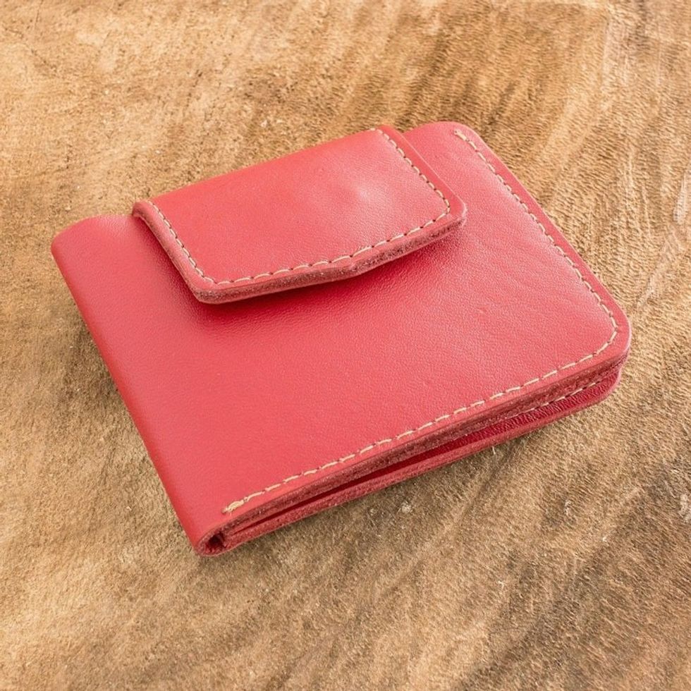 Handcrafted Red Leather Wallet 'Essential in Red'