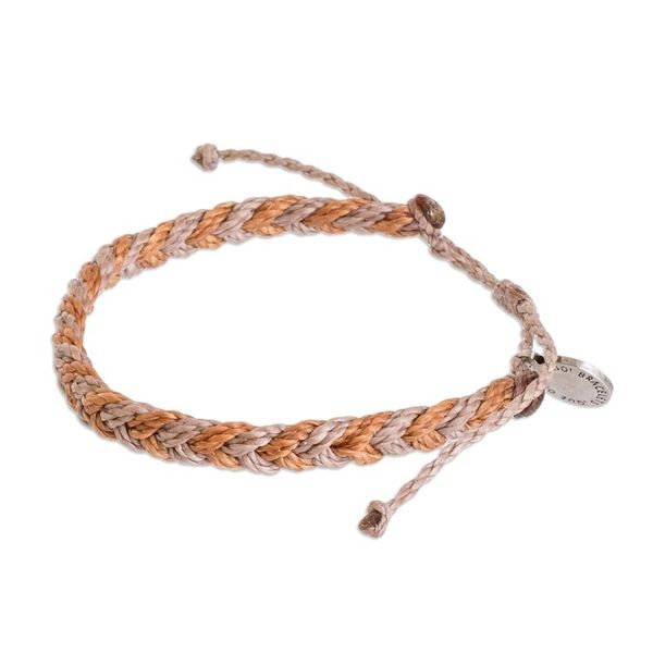 Alternate image for Unisex Brown Orange Macrame Wristband Bracelet with Charm Mediterranean