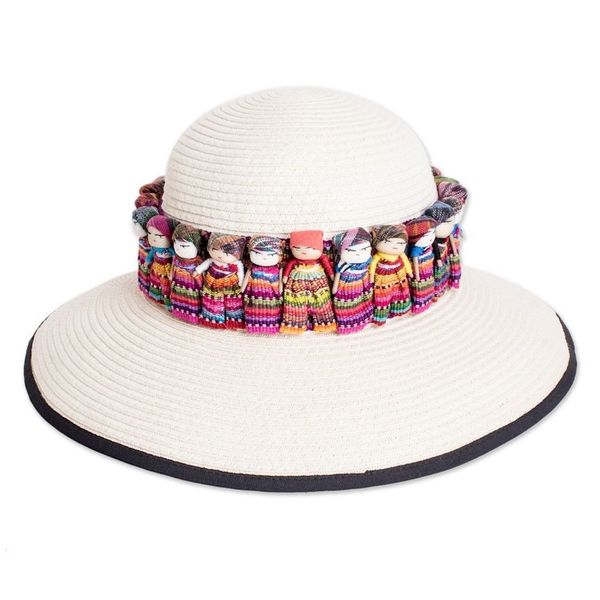 Alternate image for Handmade Ribbon-Style Hat Band with Guatemalan Worry Dolls Little Helpers
