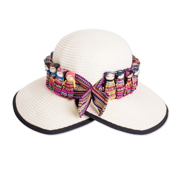 Alternate image for Handmade Ribbon-Style Hat Band with Guatemalan Worry Dolls Little Helpers
