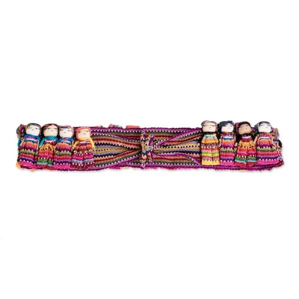 Alternate image for Handmade Ribbon-Style Hat Band with Guatemalan Worry Dolls Little Helpers