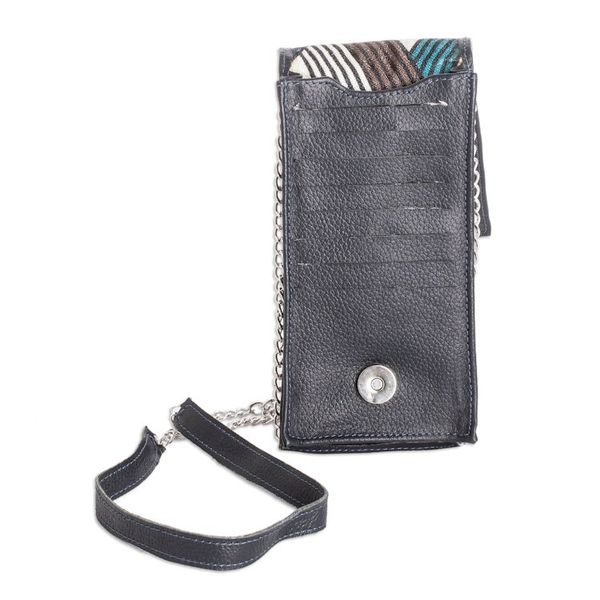 Alternate image for Handcrafted Navy Leather Cellphone Wallet from Costa Rica Handy Elegance in Navy