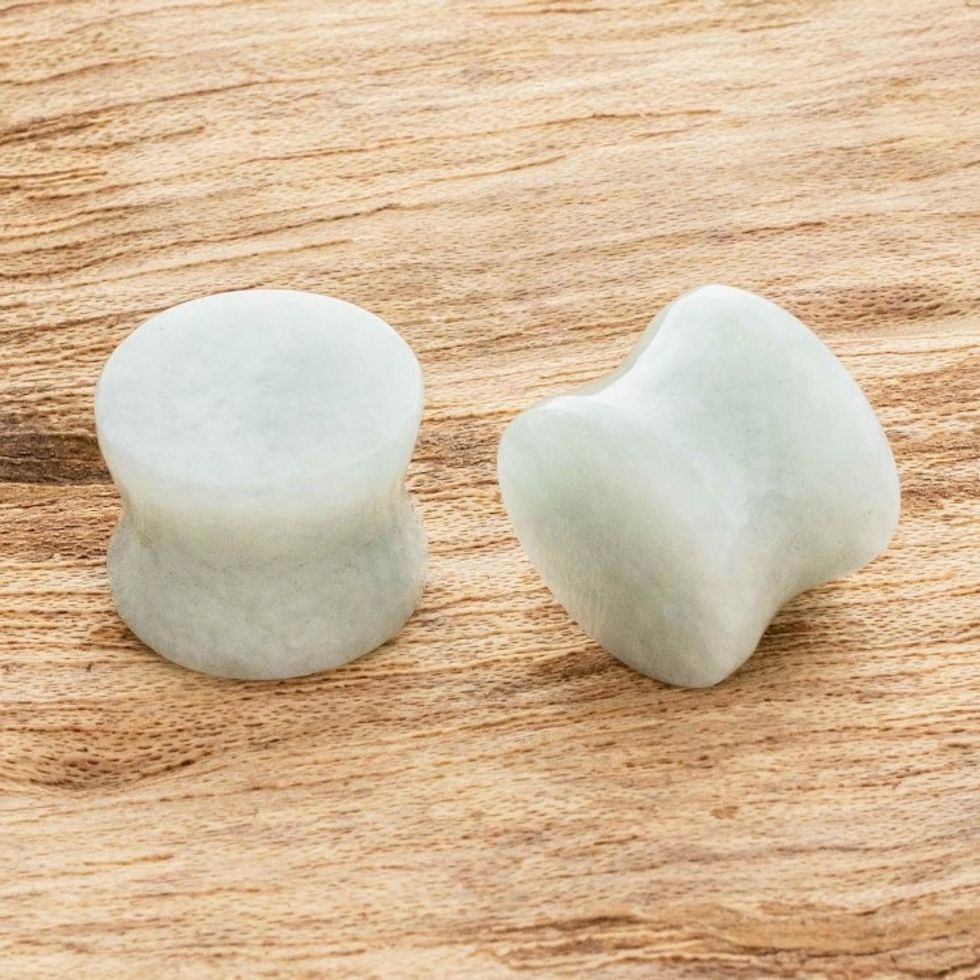 Natural Guatemalan Jade Ear Plugs 'Creative Force'