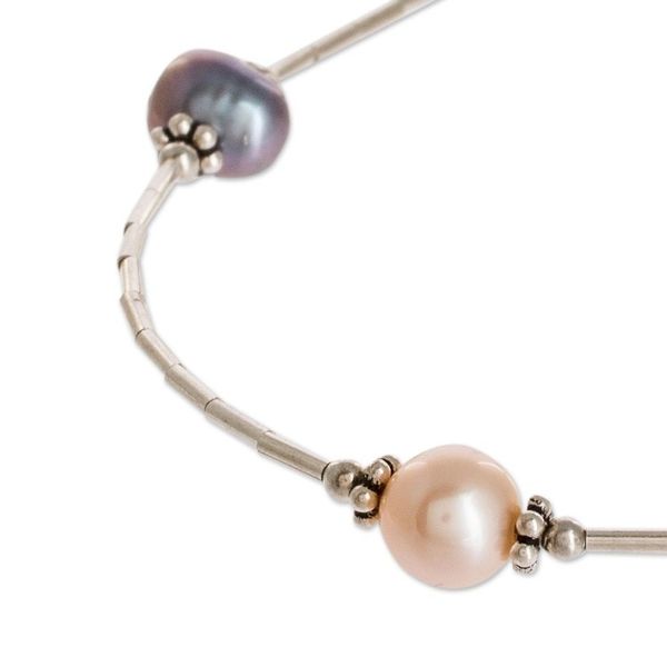 Alternate image for Purple and Pink Cultured Pearl and Sterling Silver Necklace Pink and Purple