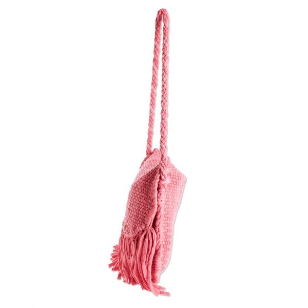 Alternate image for Handwoven Eco Friendly Pink Shoulder Bag from Costa Rica Cartago Pink