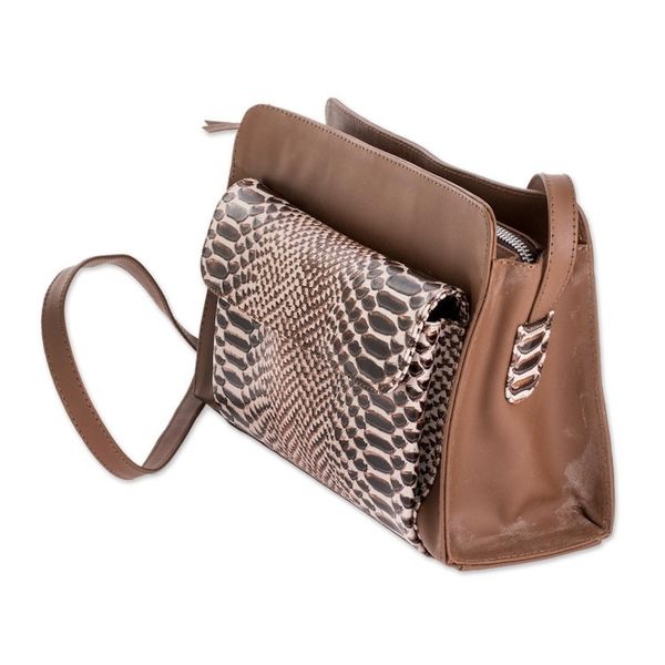Alternate image for Leather Shoulder Bag With Attached Wallet From Nicaragua Serpent Chic