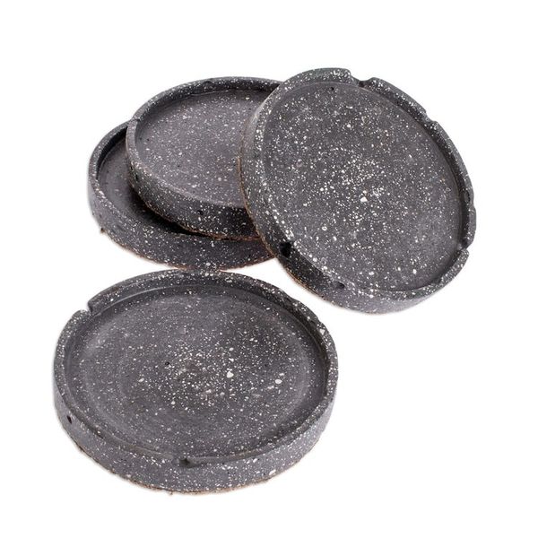 Alternate image for Molded Cement Round Coasters in Speckled Black Set of 4 Speckled Black