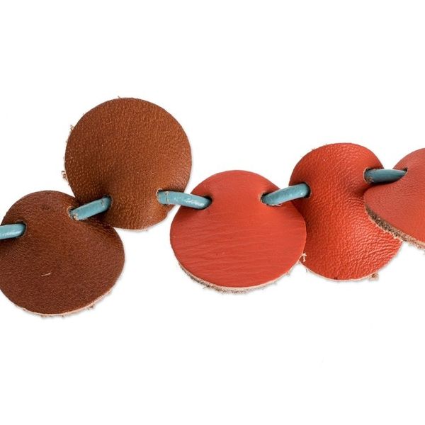 Alternate image for Handmade Leather Necklace with Hematite Beads Warm Stepping Stones