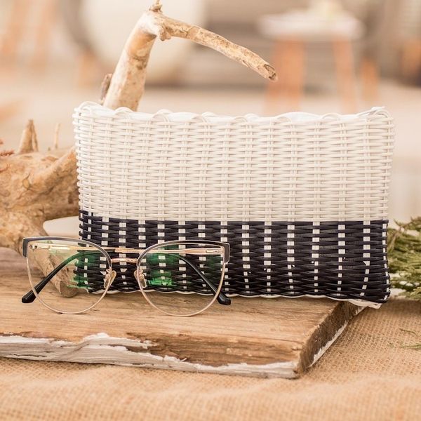 Alternate image for White and Black Recycled Vinyl Cord Cosmetic Bag Small Light over Darkness