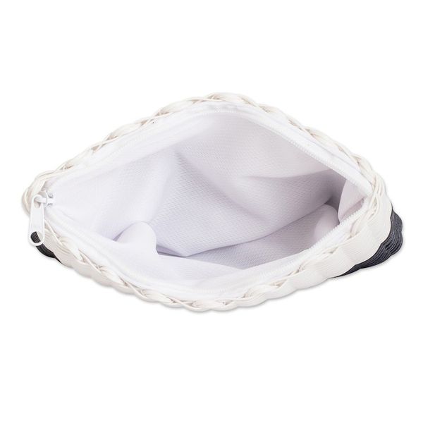 Alternate image for White and Black Recycled Vinyl Cord Cosmetic Bag Small Light over Darkness
