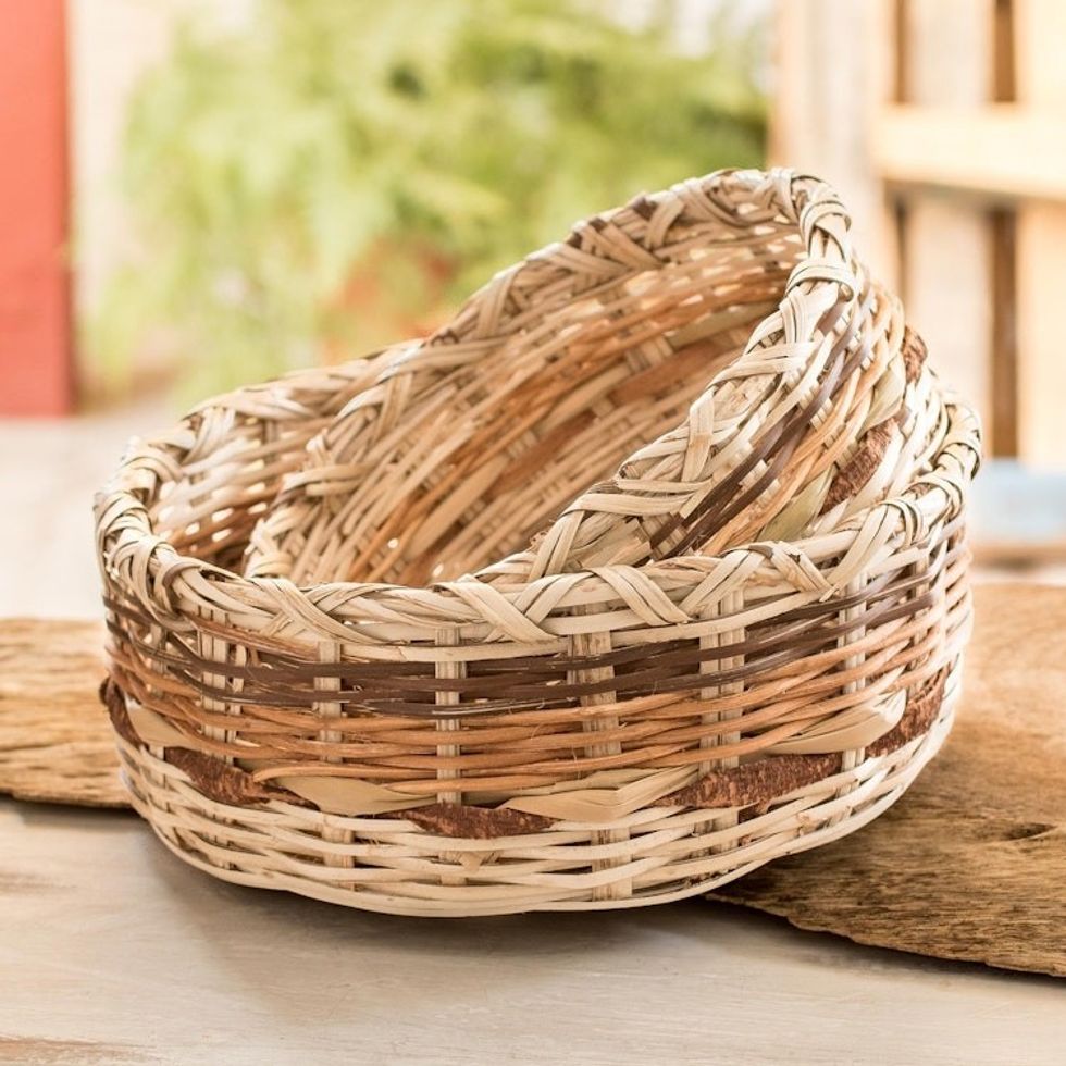 Handwoven Natural Fiber Baskets Pair 'Petn Itza Pride'
