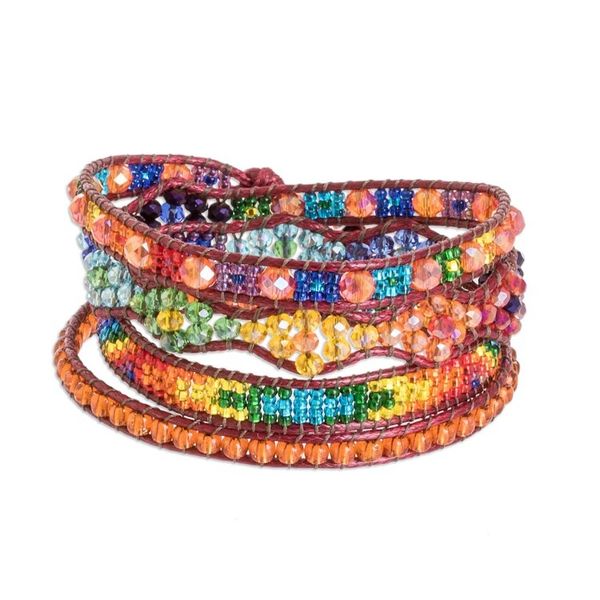 Alternate image for Handcrafted Beaded Positive Energy Long Wrap Bracelet Bonds of Friendship