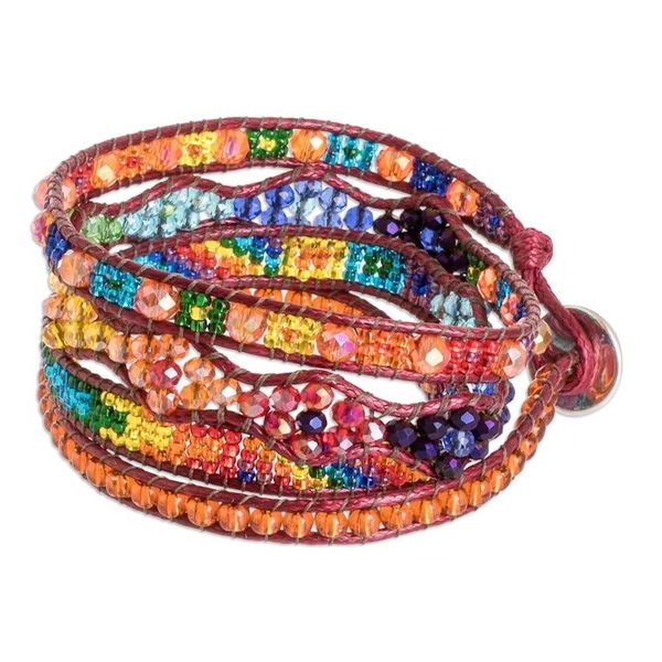 Alternate image for Handcrafted Beaded Positive Energy Long Wrap Bracelet Bonds of Friendship