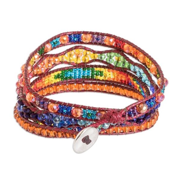 Alternate image for Handcrafted Beaded Positive Energy Long Wrap Bracelet Bonds of Friendship