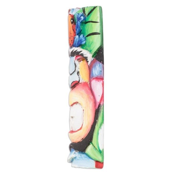 Alternate image for Handcrafted Balsa Wood Mask with Hand-Painted Motifs Paradise Jungle