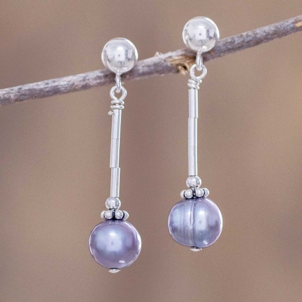 Beaded Peacock Pearl Earrings 'Peacock Perfection'