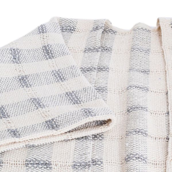 Alternate image for Striped Grey Ruana Made with 100 Cotton in El Salvador Grey Cojutepeque Stripes