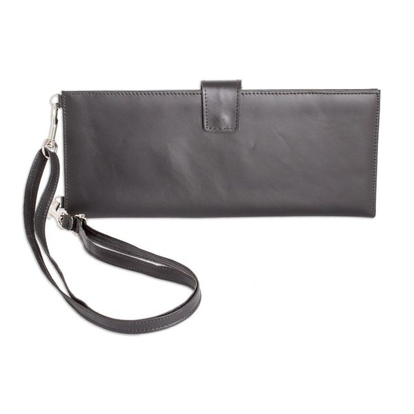 Alternate image for Handcrafted Black Leather Wallet from Costa Rica Family Tradition in Black
