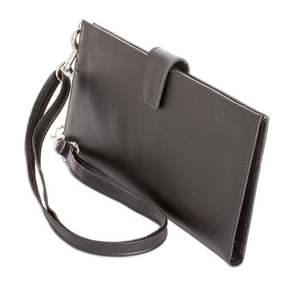 Alternate image for Handcrafted Black Leather Wallet from Costa Rica Family Tradition in Black