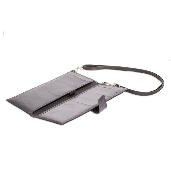 Alternate image for Handcrafted Black Leather Wallet from Costa Rica Family Tradition in Black