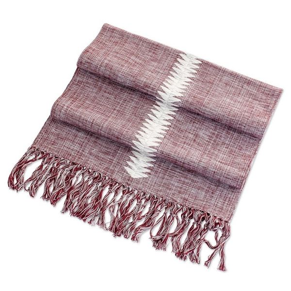 Alternate image for Handloomed Cotton Table Runner in Cordovan and Alabaster Homey Elegance