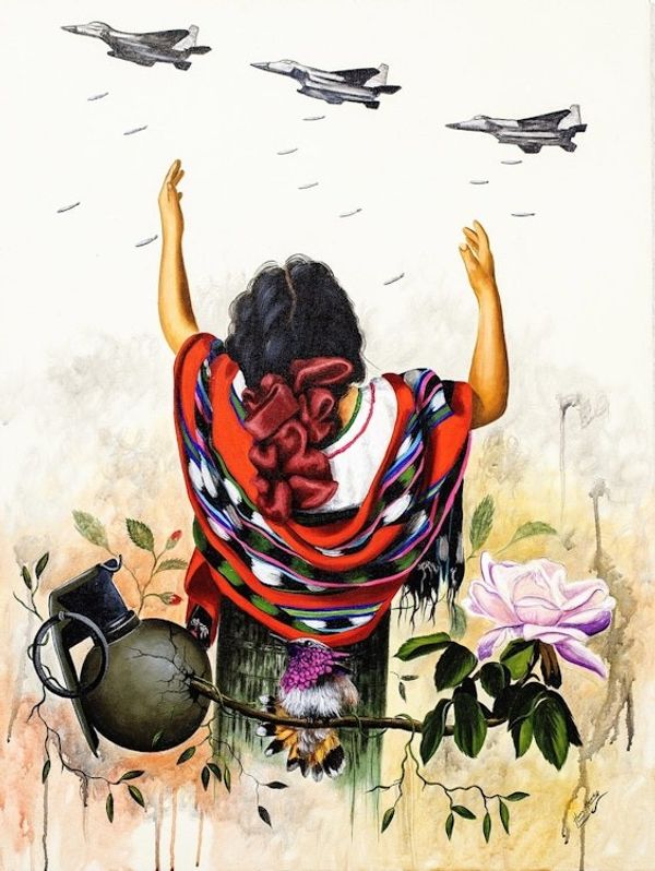 Alternate image for Oil and Acrylic Painting of Woman Crying Out for Peace Crying Out for Peace