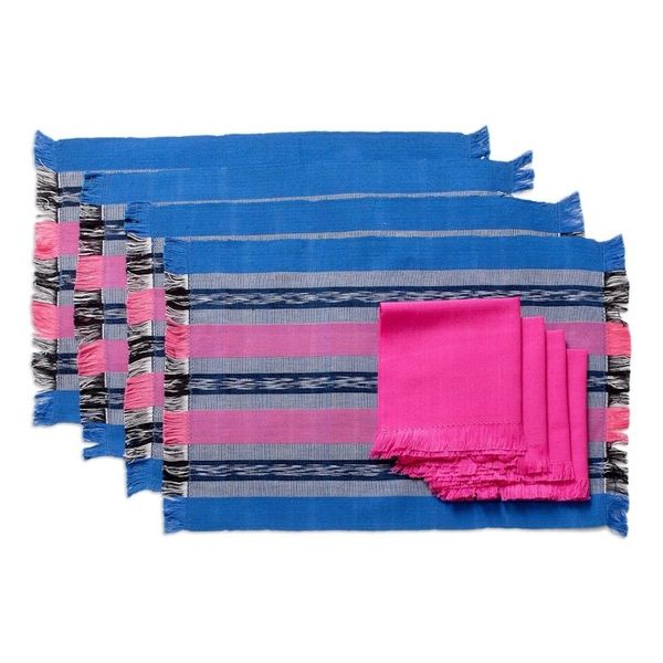 Alternate image for Handwoven Cotton Carmine Placemats with Napkins Set of 4 Carmine Affection