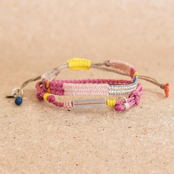 Alternate image for Set of 2 Handcrafted Wristband Bracelets in Pink Hues Pink Bond