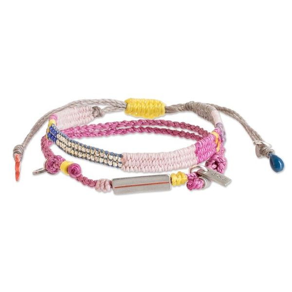 Alternate image for Set of 2 Handcrafted Wristband Bracelets in Pink Hues Pink Bond