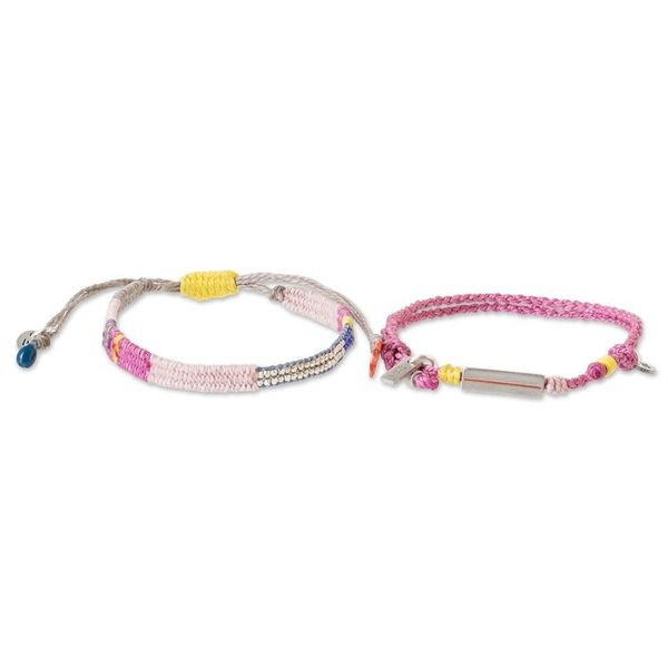 Alternate image for Set of 2 Handcrafted Wristband Bracelets in Pink Hues Pink Bond
