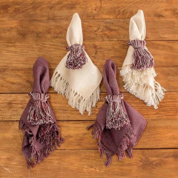Alternate image for Set of 4 Handloomed Cotton Napkins and Rings from Guatemala Traditional Delight