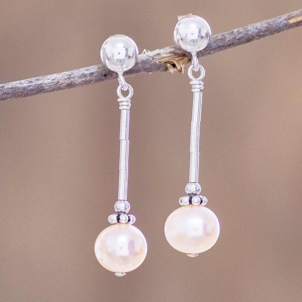 Pink Pearl Dangle Earrings 'Shades of Rose'