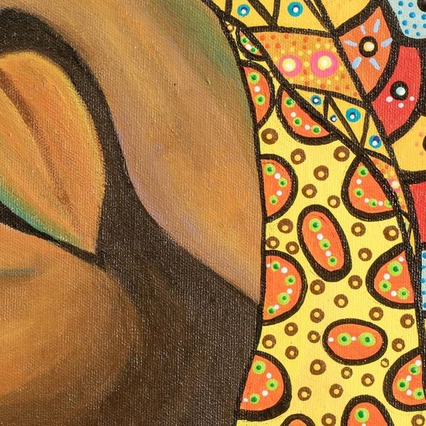 Alternate image for Acrylic on Canvas Painting of Woman in Expressionist Style Love for My Land