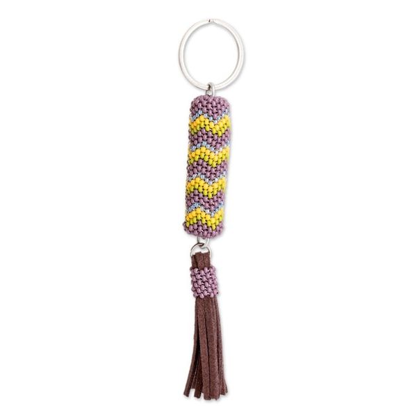 Alternate image for Beaded Leather Keychain and Bag Charm Handmade in Guatemala Absolute Harmony