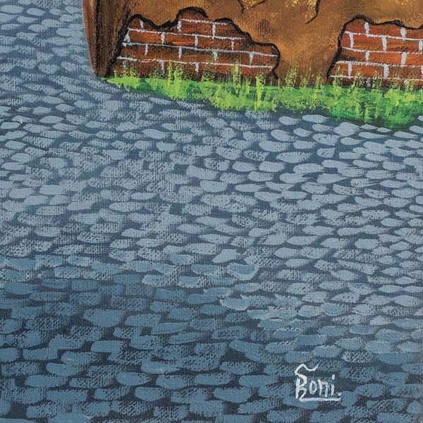Alternate image for Signed Stretched Oil Painting of Guatemalan Street Hermano Pedros House