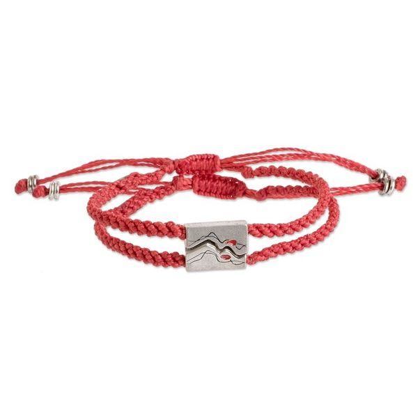 Alternate image for Handmade Abstract Zamac Braided Pendant Bracelets Set of 2 Red Coincidence