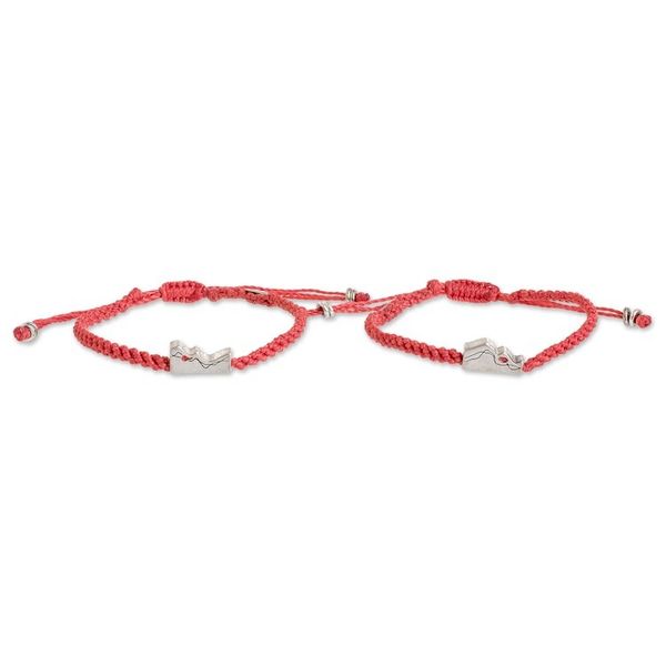 Alternate image for Handmade Abstract Zamac Braided Pendant Bracelets Set of 2 Red Coincidence